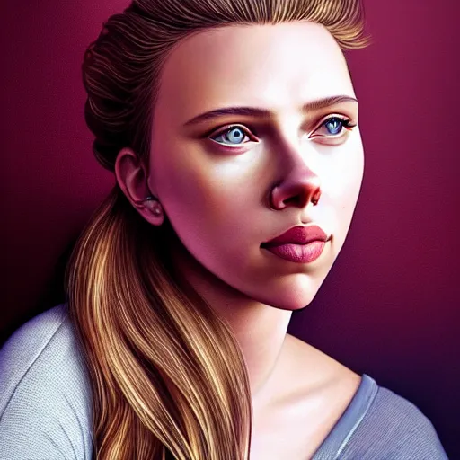 Prompt: intricate beautiful hyperreal portrait of a young scarlett johansson,, hair in a ponytail, smiling softly, casual clothes, relaxing on the couch, home interior, golden hour, close up shot, 8 k, art by irakli nadar, hyperrealism, hyperdetailed, ultra realistic