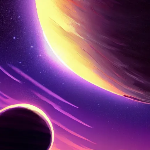 Image similar to a detailed digital painting of a earth - like planet orbiting a large purple sun in space, by alena aenami, petros afshar and greg rutkowski trending on artstation, deviantart, planet, clouds, earth, exoplanet, stars, nubulae