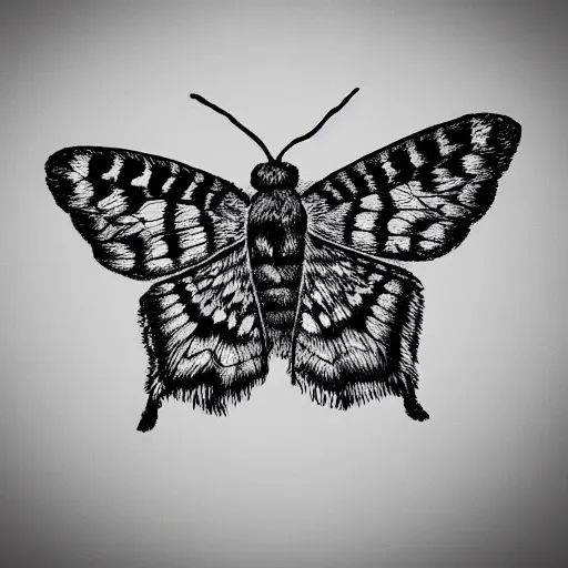 Image similar to black and white illustration, creative design, moth