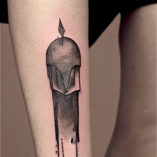 Prompt: handpoke tattoo of a black and white moebius drawing, stick poke, lineart