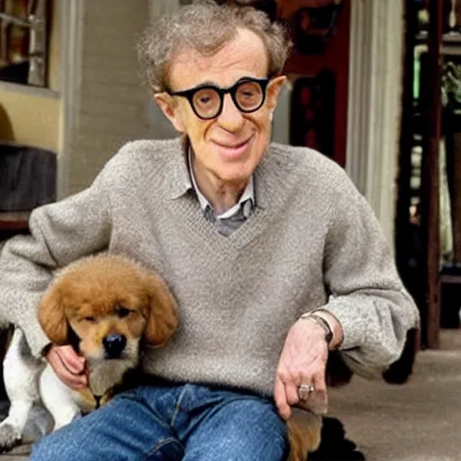 Image similar to a dog with the face of woody allen