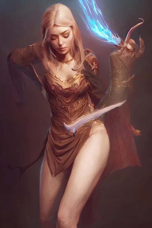 Prompt: beautiful sorceress, accurate anatomy, only two hands, highly detailed, digital painting, artstation, concept art, smooth, sharp focus, illustration, Unreal Engine 5, 8K, art by sakimichan, Artgerm, Ross Tran, greg rutkowski