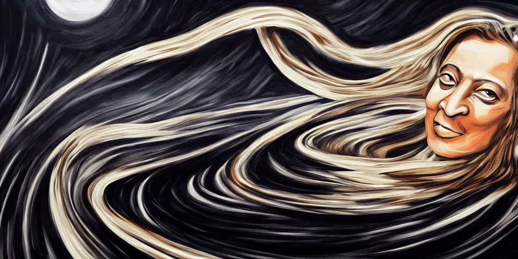 Prompt: Zaha Hadid design The Scream painting inspired by Spaghettification, Mazarineee, artstation