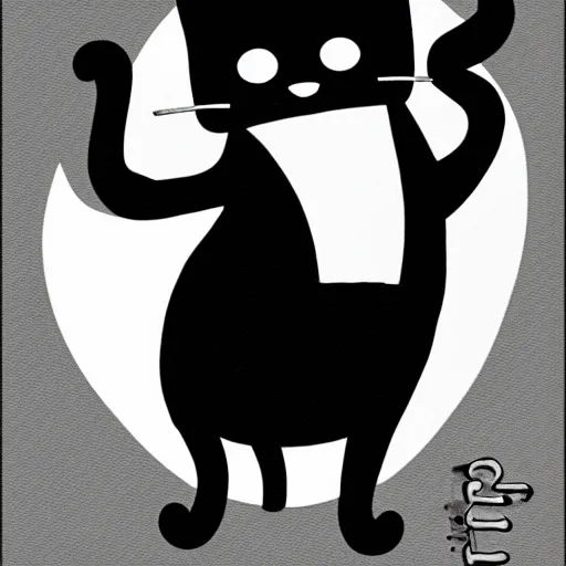 Prompt: a black and white cat in the style of pendleton ward