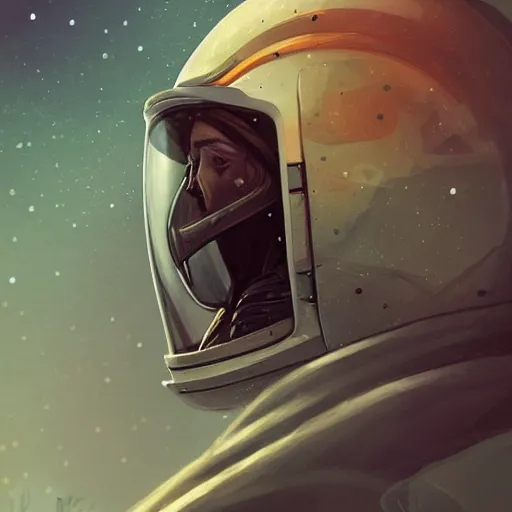 Image similar to portrait of a young rugged astronaut, awesome helmet, D&D, fantasy, intricate, elegant, highly detailed, digital painting, artstation, concept art, matte, sharp focus, illustration, art by Anna dittmann