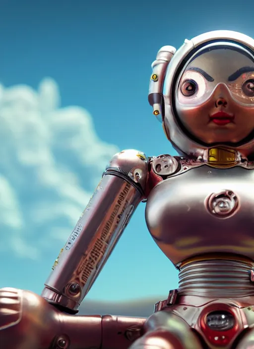 Image similar to highly detailed closeup, portrait of a tin toy bikini spacegirl in a spaceship on mars, unreal engine, nicoletta ceccoli, mark ryden, earl norem, lostfish, global illumination, detailed and intricate environment