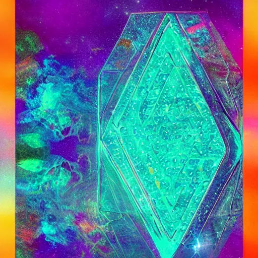 Prompt: taco bell as the shimmer from annihilation by alex garland. rippling colors, turquoise and cerulean shades, indigo, violet, crystal lattice structure distortions, rippling shards of reality, psychedelic scifi, indescribable phenomena, crunchwrap supreme