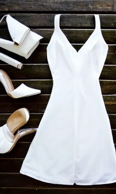 Prompt: a beautiful white summer dress, concept image, product image, symmetry, trending on pintrest