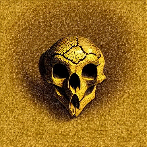 Image similar to golden lizard skull symbol, very detailed, 4 k, by greg rutkowski