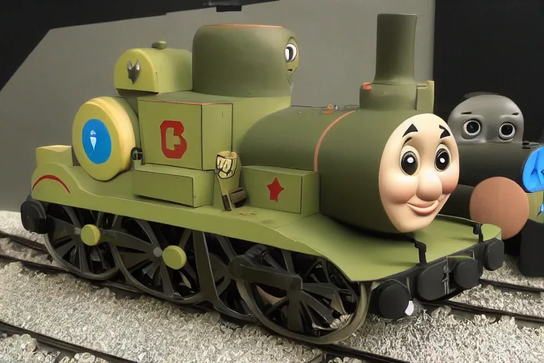 Prompt: thomas the train as the ww 2 tank