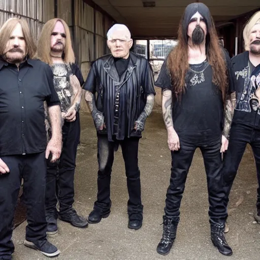 Prompt: an 80 year old metal band