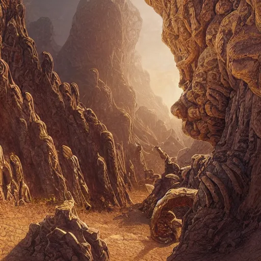 Prompt: desert river crinoid maximalist art nouveau, cgsociety, artstation by gustave dore and tyler edlin