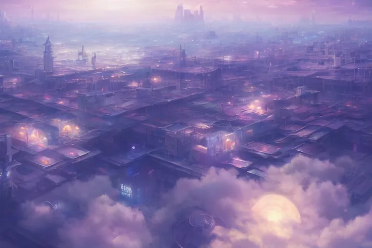 Prompt: ultra realistic city floating on clouds, colors, 8 k, hd, details, fantasy, epic, ancient city, landscape illustration concept art anime key visual trending pixiv fanbox by wlop and greg rutkowski and makoto shinkai and studio ghibli and kyoto animation symmetrical facial features