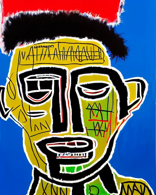 Image similar to A extremely highly detailed majestic hi-res beautiful immaculate head and shoulders award winning painting masterpiece of the face of a strong black african man by Jean-Michel Basquiat, 8k, high textures, hyper sharp, insanely detailed and intricate, super detailed, 8k HDR high quality