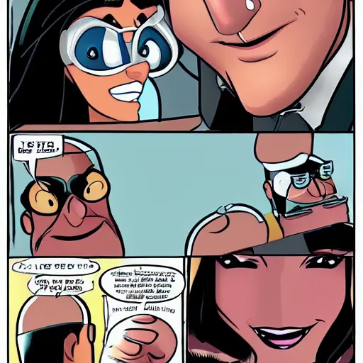 Prompt: mia khalifa comic with mr incredible