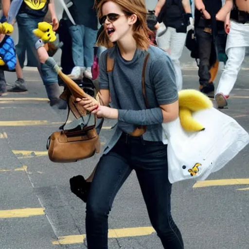 Prompt: photo of emma watson as pikachu