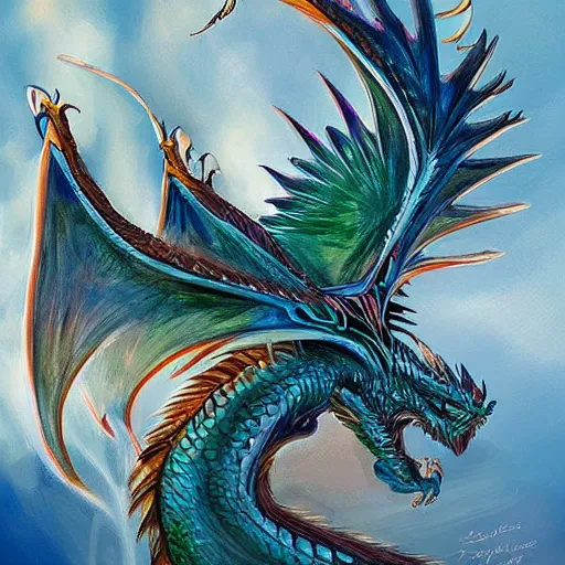 Image similar to beautiful painting of a dragon, accurate, digital art, wings of fire