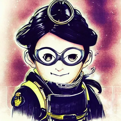 Image similar to beautiful portrait of a female minion wearing a fancy naval uniform, concept art by yoji shinkawa, felt tip pen, intricate detail, sharp focus, illustration