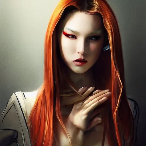 Image similar to A masterpiece portrait of a Incredibly beautiful futuristic high fashion model girl with designer mask. Vogue. trending on artstation, digital art, by Stanley Artgerm Lau, WLOP, Rossdraws, James Jean, Andrei Riabovitchev, Marc Simonetti, Yoshitaka Amano