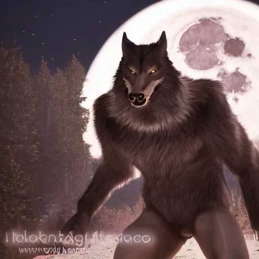 Image similar to male werewolf transformation at night with black realistic fur, under the moon, ultra detail, ultra realistic, 8 k