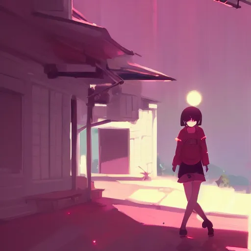 Prompt: a cute anime girl cinematic environment by Atey Ghailan