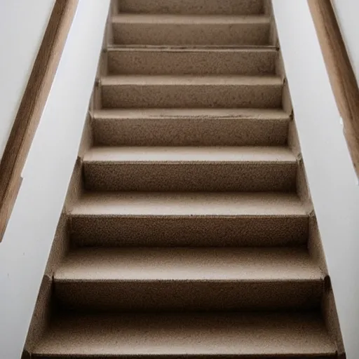 Prompt: liminal space beige and light brown and white colors, minimalistic, interior design, stairs