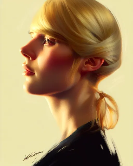 Image similar to stylized portrait of an artistic pose, composition, young blonde girl, realistic shaded, fine details, realistic shaded lighting poster by ilya kuvshinov, magali villeneuve, artgerm, jeremy lipkin and michael garmash and rob rey