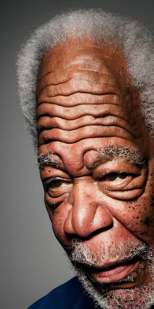 Image similar to morgan freeman very angry closeup photo portrait, studio lighting