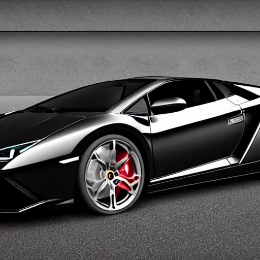 Prompt: Black Lamborghini with two wheels ::2.3, a very realistic car