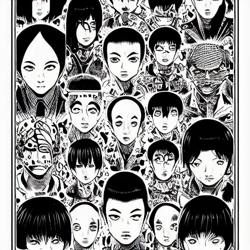 Prompt: ultrarealistic pop art poster from mangaka junji ito, intricate details, sharp details, perfect baroque like real project, symmetrical