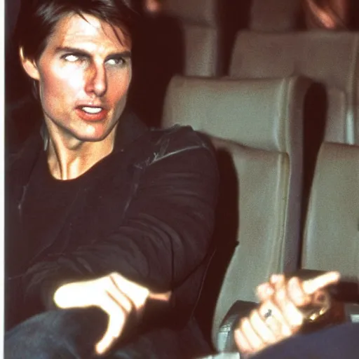 Image similar to Polaroid of Tom Cruise sitting in the cinema 1983