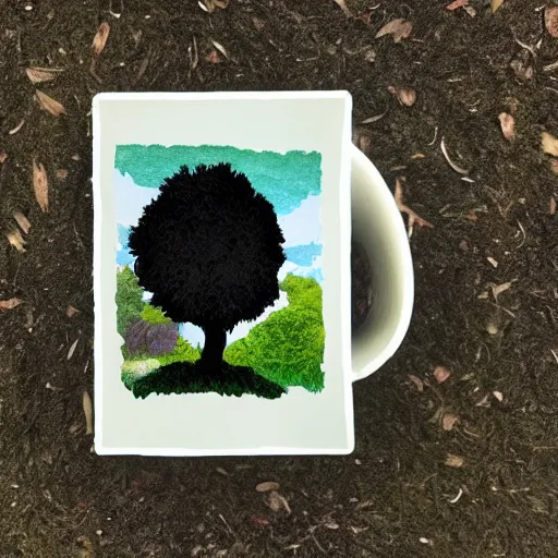 Image similar to screaming bob ross in shape of a tree