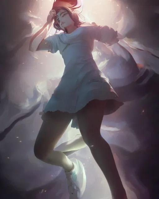 Prompt: a female ghost, full shot, perfectly shaded body, atmospheric lighting, detailed face, by makoto shinkai, stanley artgerm lau, wlop, rossdraws