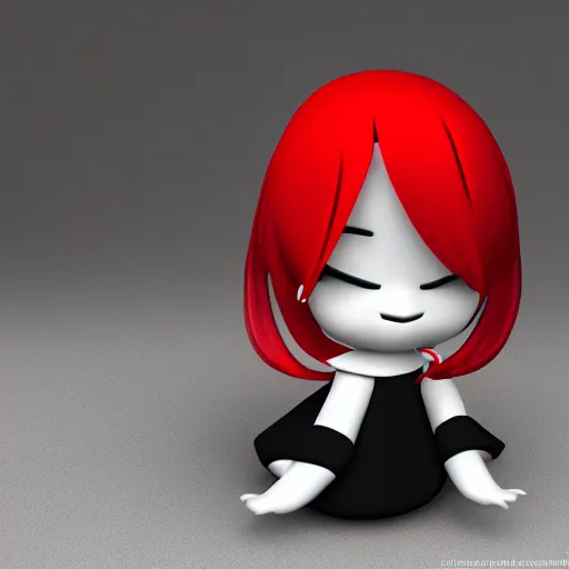 Prompt: cute fumo plush of a girl who slipped through the cracks of reality and noclipped out of bounds, vray, black and white and red