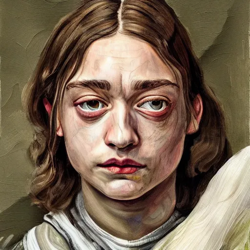 Prompt: high quality high detail painting by lucian freud, hd, arya stark