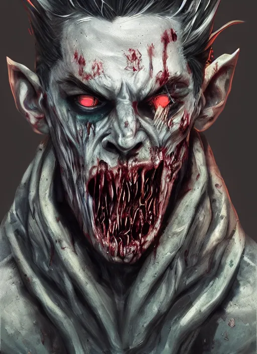 Prompt: detailed beautiful cool male character art depicting am infected zombie monster, concept art, depth of field, on amino, by sakimichan patreon, wlop, weibo, bcy. net, colorhub. me high quality art on artstation.