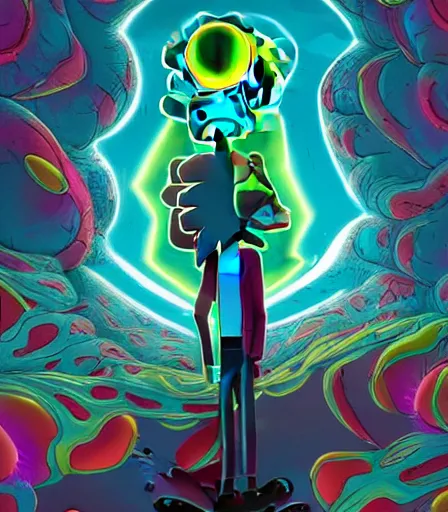 Prompt: Rick and Morty style meta soul by Alex Pardee and Nekro and Petros Afshar, unstirred paint, vivid color, cgsociety 4K