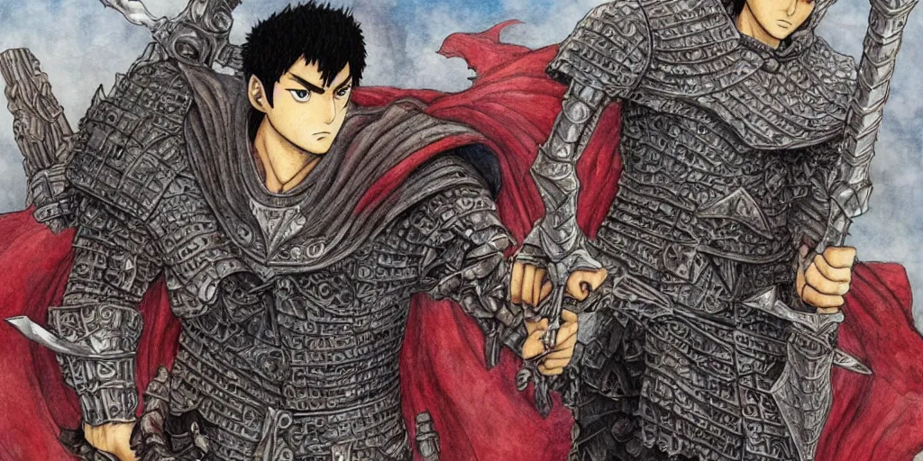Prompt: guts with one arm, greatsword, detailed face, high detail, castle background, colourful, by kentaro miura