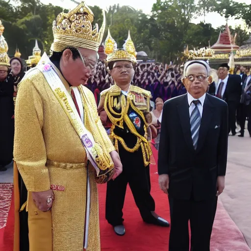 Prompt: Frank Reynolds as King of Thailand, holy ceremony