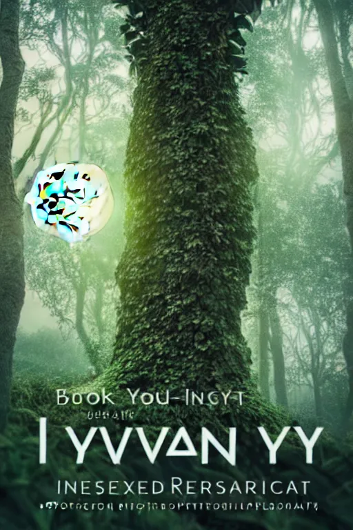 Image similar to book cover example, ivy on the right side and left side, high quality fantasy stock photo, unsplash transparent, forest and moon, intricate detail, elegant, hyper realistic, ultra detailed, octane render, volumetric cinematic lighting, 8 k post - production