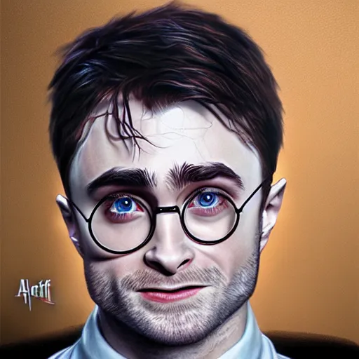 Image similar to a detailed portrait of daniel radcliffe has harry potter by artgerm