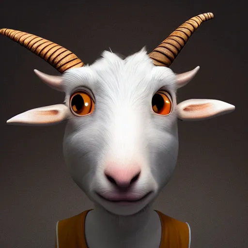 Prompt: caricature hypnotic crazy goat with huge enormous crazy cartoony eyes, fantasy, hyperrealistic, in the style of pixar render, 8 k