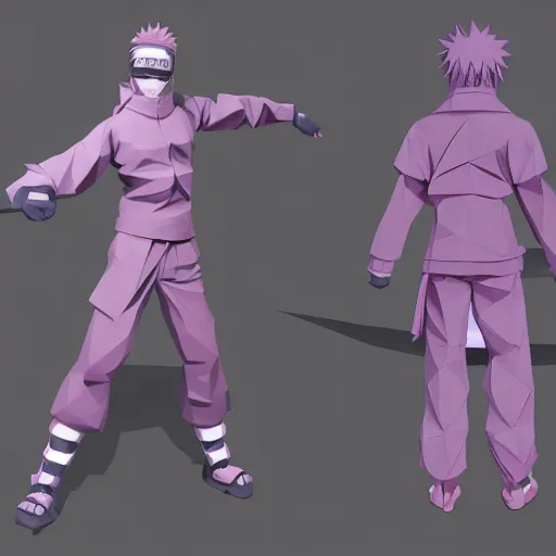 Image similar to Naruto 3D model low-poly synthwave Trending at Artstation 8K