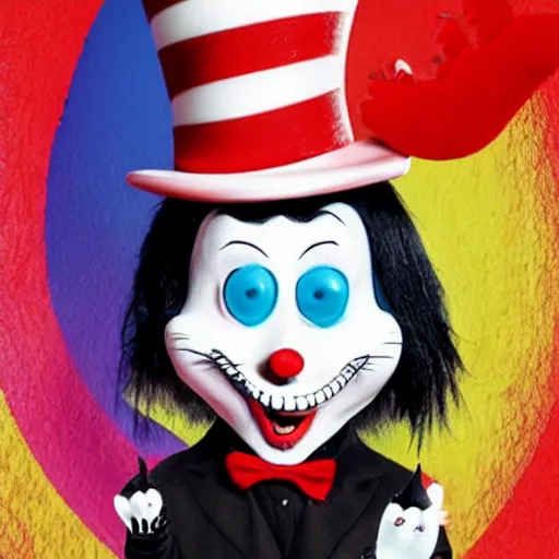 Prompt: marilyn manson as cat in the hat