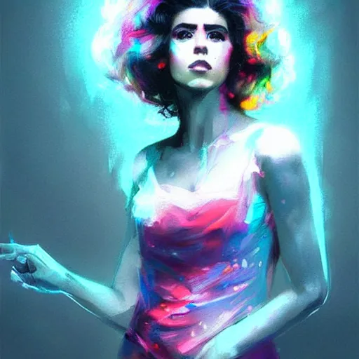 Image similar to portrait of a beautiful marina diamandis electra heart, volume lighting, concept art, by greg rutkowski!!, colorful, xray melting colors!!