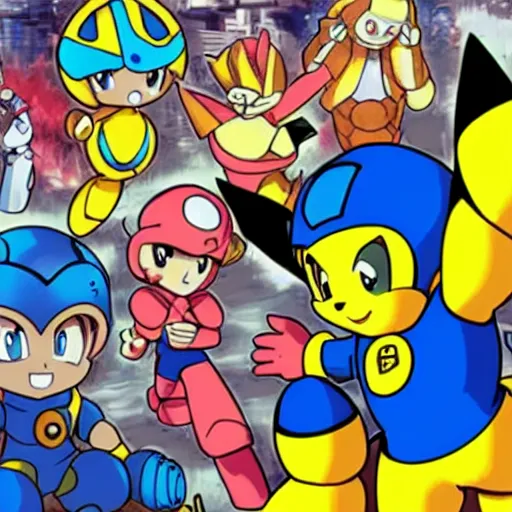 Prompt: Megaman as Pikachu