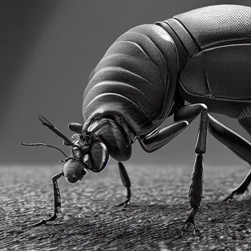 Prompt: insects, green world, realistic, black and white, complex, octane render, unreal engine, photorealistic