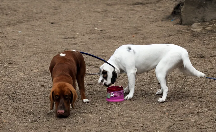 Prompt: a dog drinking water