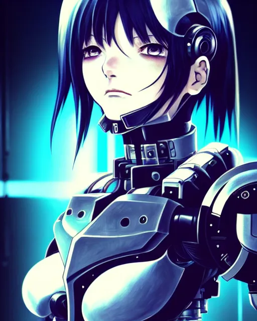 Image similar to portrait Anime cyberpunk cyborg girl in mechanical armor, blame, cute-fine-face, black-hair pretty face, realistic shaded Perfect face, fine details. Anime. Warhammer 40000, realistic shaded lighting by Ilya Kuvshinov katsuhiro otomo ghost-in-the-shell, magali villeneuve, artgerm, rutkowski, WLOP Jeremy Lipkin and Giuseppe Dangelico Pino and Michael Garmash and Rob Rey and Tsutomu Nihei