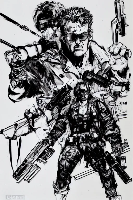 Image similar to punished duke nukem concept art by yoji shinkawa, felt tip pen